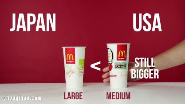 Why is there such a difference! McDonalds drink cup competition around the world