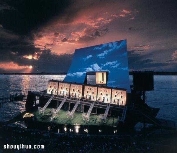 The magnificent water opera house on Lake Constance in Austria