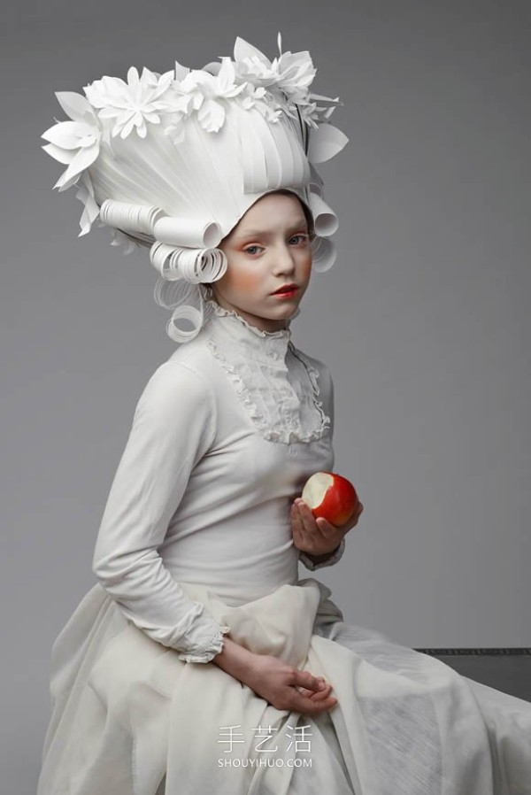 Exquisite handmade baroque style wig made entirely from paper