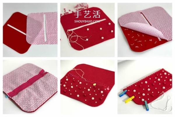 Illustration of how to make your own felt pencil case/cosmetic bag/wallet