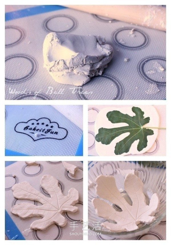 Tutorial on how to make a fig leaf decorative plate from clay