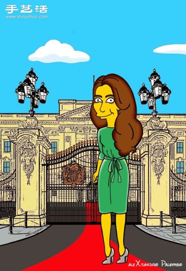 Simpsons spoof illustration: Yellow-skinned Princess Kate is equally fashionable