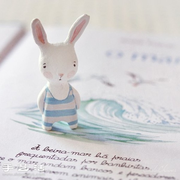 Cute rabbit handicrafts made of polymer clay