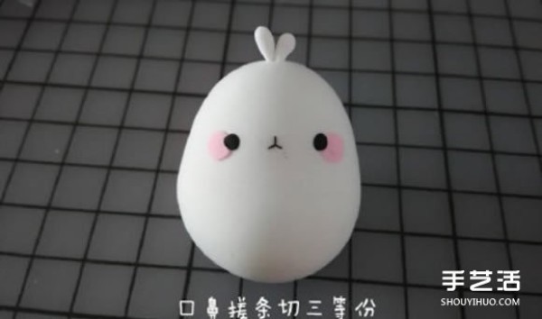 Illustration of the steps for DIY making the potato rabbit Molang with ultra-light clay