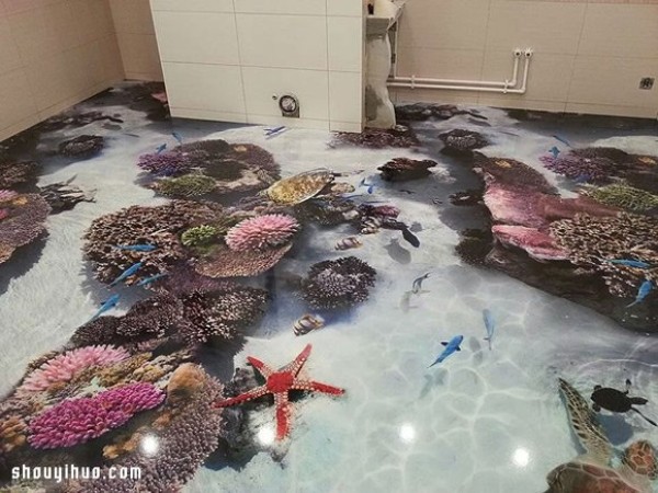 The super cool 3D floor directly brings the beautiful scenery to your home