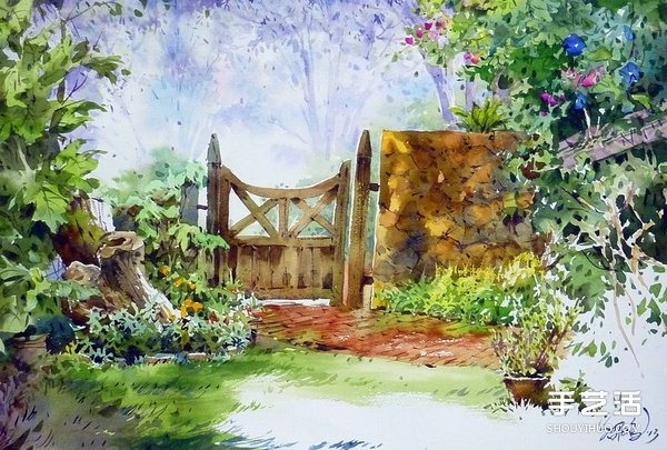 Pictures of landscape watercolor paintings by Malaysian painter Guo Shaopeng