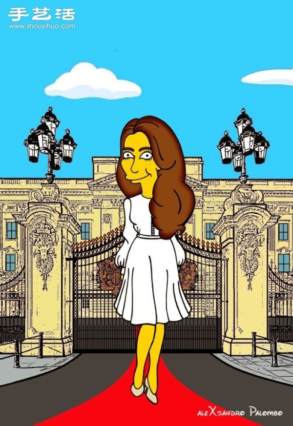 Simpsons spoof illustration: Yellow-skinned Princess Kate is equally fashionable