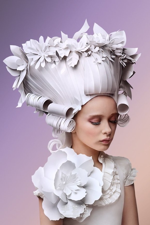 Exquisite handmade baroque style wig made entirely from paper