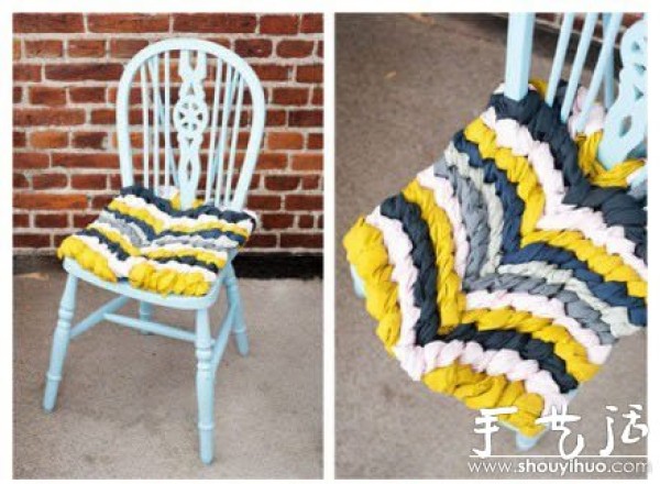 Tutorial on DIY chair cushions from old clothes