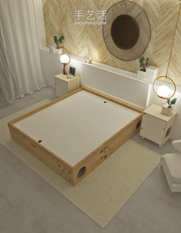 The "maze bed" design where cats can play wildly and feel safe