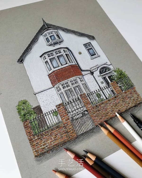 Self-taught artist sketches precise and detailed architectural drawings