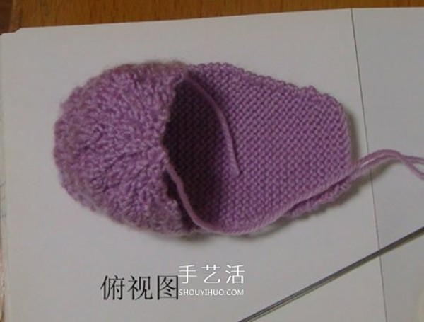 The knitting method of high shoe tube baby shoes and stick knitting baby warm woolen shoes