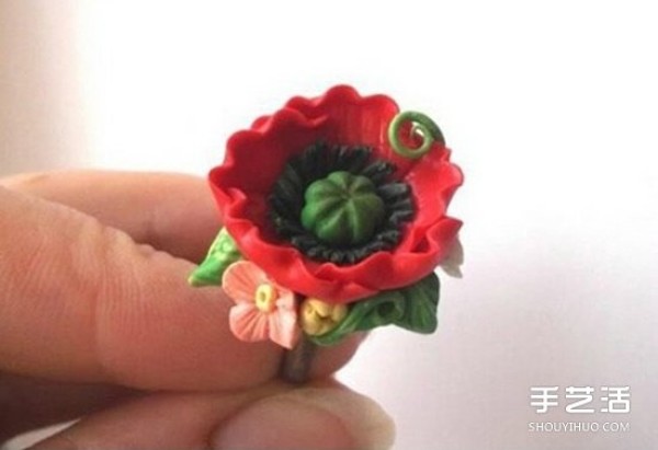 DIY tutorial on how to make a flower ring out of soft clay, how to make a flower ring out of soft clay