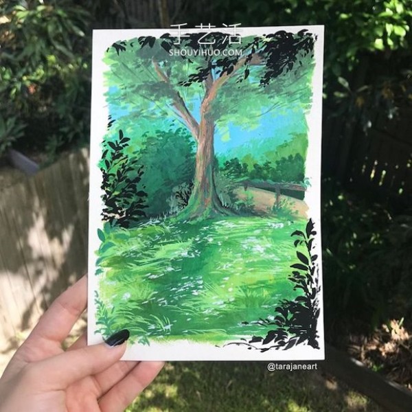 Inspired by Ghibli movies, dreamy landscape paintings fill her sketchbook