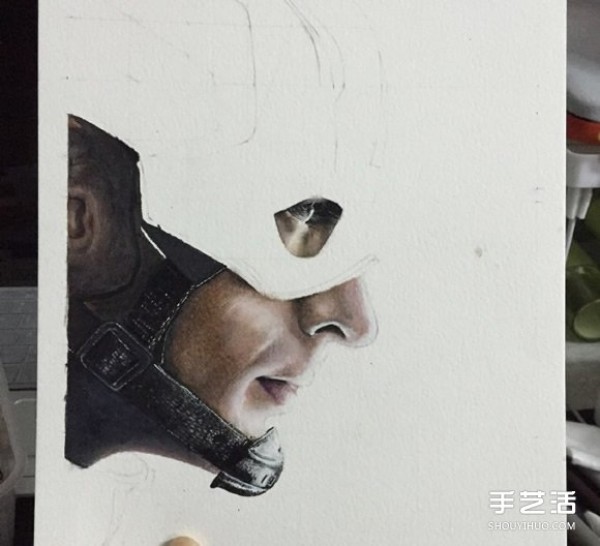 How to draw Captain America with colored pencils and step-by-step pictures of Captain America with colored pencils