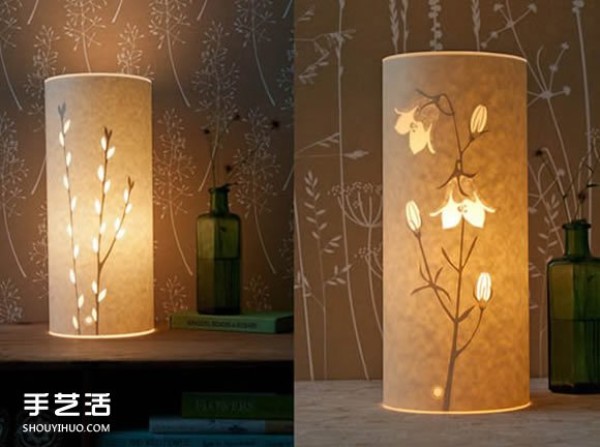 Beautiful handmade paper lamp, DIY flower and bird pattern carved paper lamp