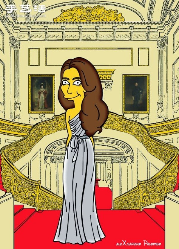 Simpsons spoof illustration: Yellow-skinned Princess Kate is equally fashionable