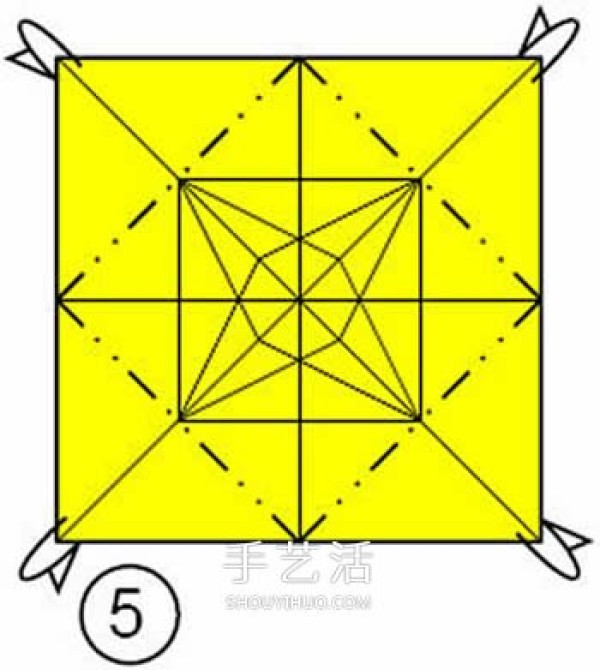 How to fold a hand-folded four-corner storage box and a beautiful rubbish box folding illustration