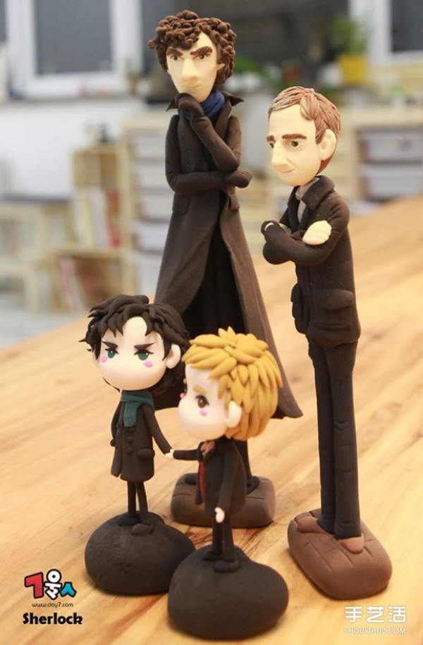 Ultra-light clay Detective Sherlock and Watson dolls with step-by-step instructions