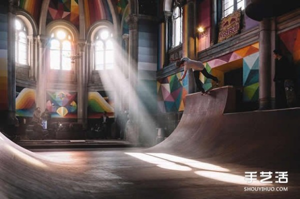 The combination of solemnity and trendiness, the renovation of a century-old church into an indoor skatepark