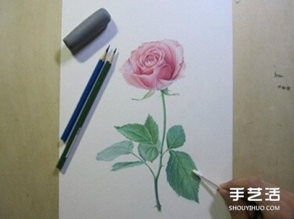 How to draw a rose with colored lead, step-by-step tutorial on how to draw a rose with colored pencils