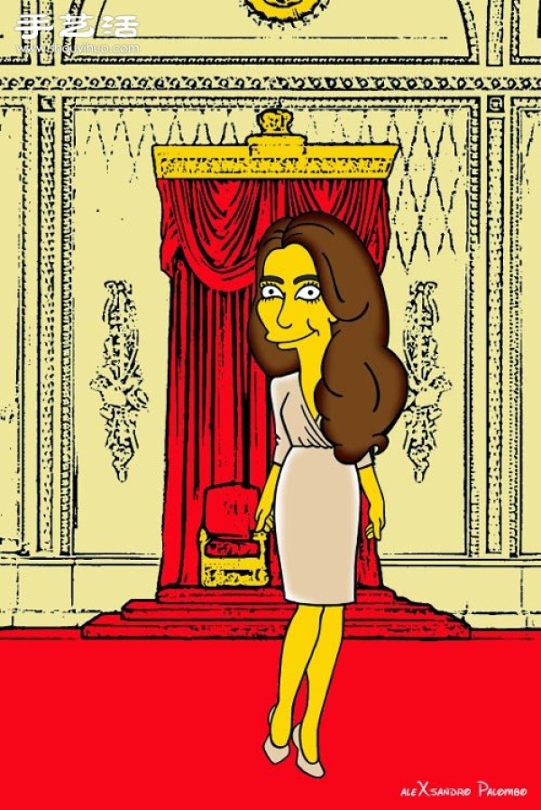 Simpsons spoof illustration: Yellow-skinned Princess Kate is equally fashionable