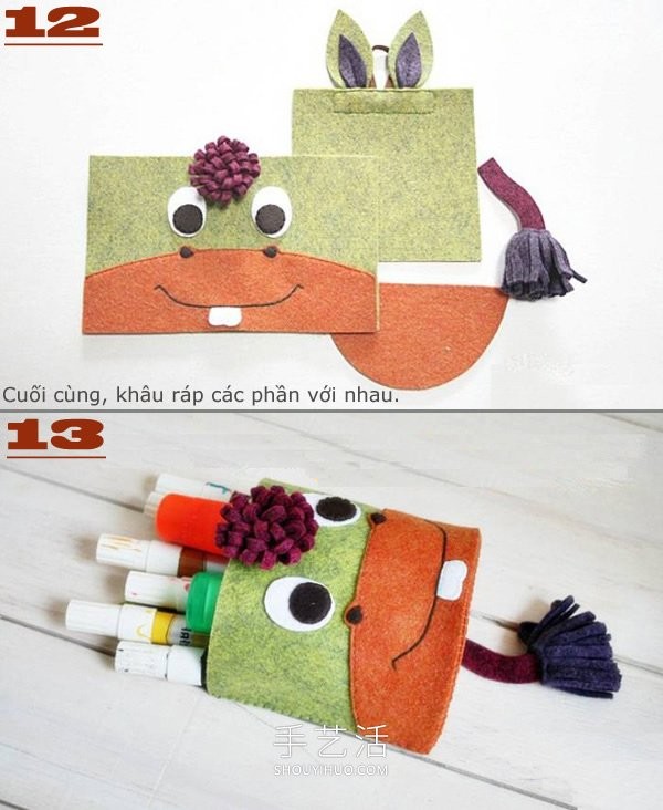 Homemade Childrens Day gift! Fabric handmade wall-mounted animal pen holder