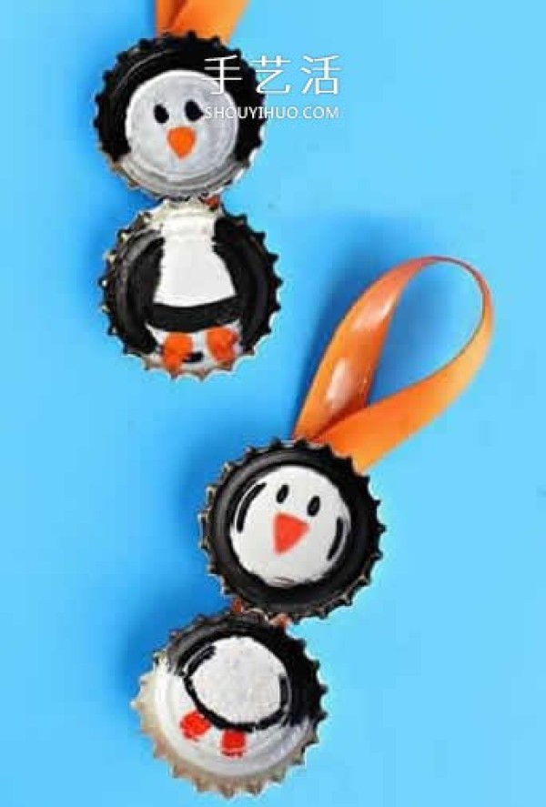 How to make handmade Christmas penguin ornaments with beer bottle caps