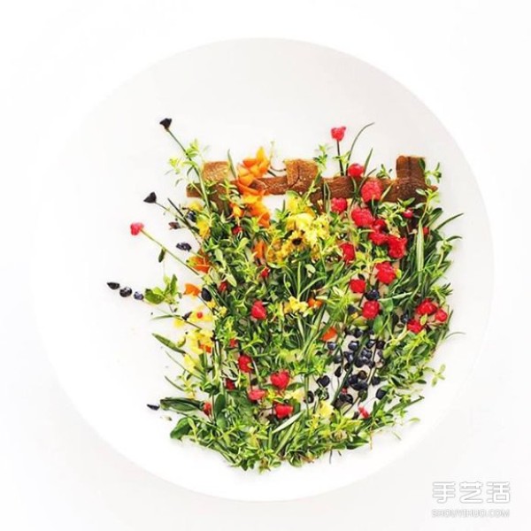 Artistic creative DIY on the plate allows the ingredients to be arranged in beautiful patterns