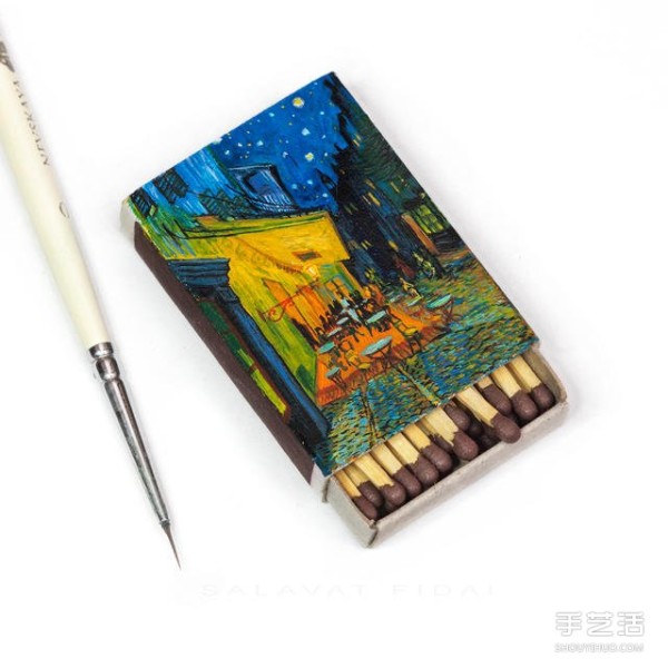 Micro Art: Hand-painted Van Goghs classic paintings on matchboxes