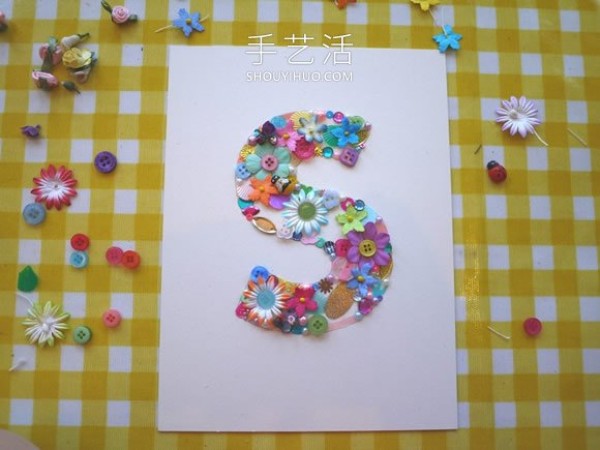 Collect baubles to collage and make beautiful letter decorations! 