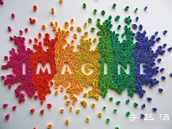 Creative rainbow text for quilling paper/rolling paper craft DIY