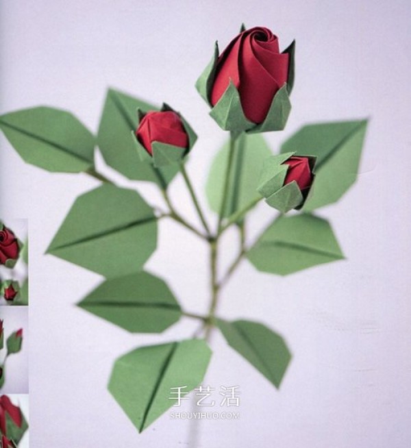 A simple origami tutorial for rose buds and how to fold the calyx are also given! 