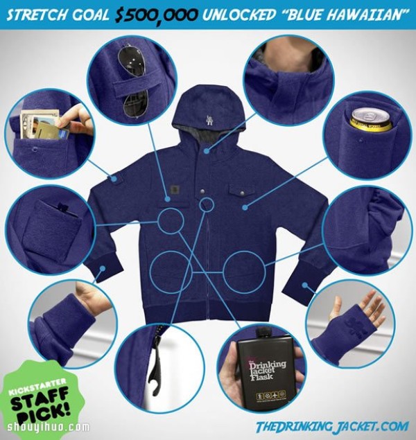 A multi-functional outer jacket designed specifically for alcohol lovers