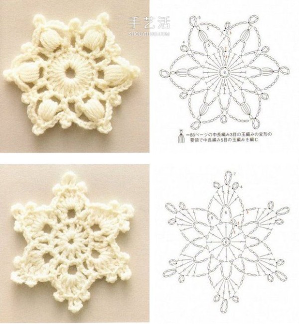 7 kinds of coasters with illustrations of crocheting methods can also be made into beautiful snowflake ornaments