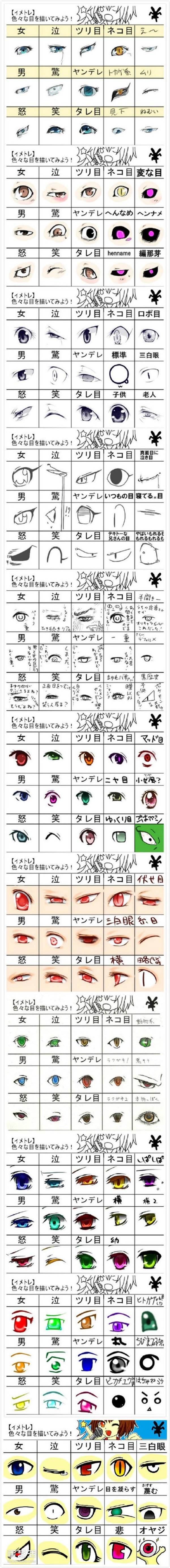 The most complete collection of pictures of cartoon eyes in the history of drawing anime eyes