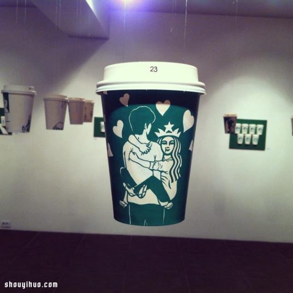 Creative paper cup paintings by Korean painter SOO MIN KIM