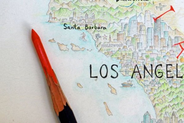 5 years! Anton Thomas draws giant colored pencil map