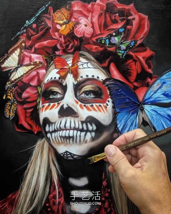 Appreciation of vibrant colorful human skeleton paintings