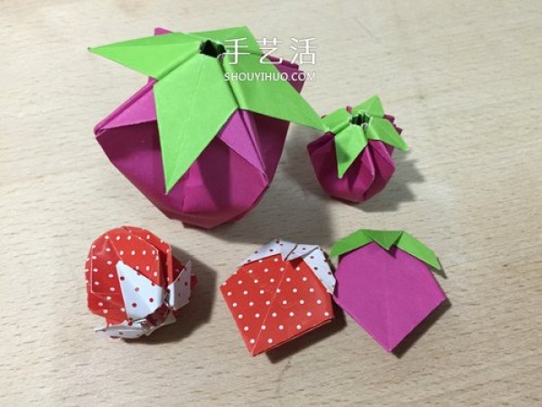 Simple and cute! Illustrated steps of the origami method of two kinds of strawberries