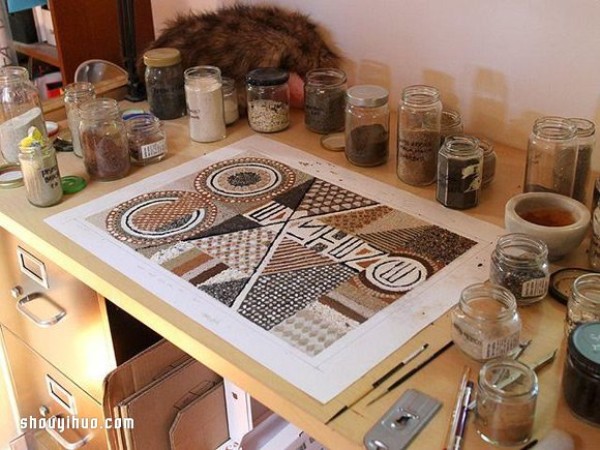 The totem of the earth, a beautiful sand painting made of sand