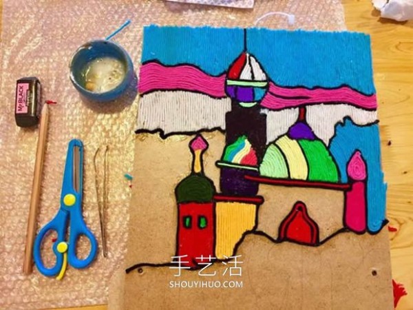 Simple and beautiful steps to make castle wool stickers