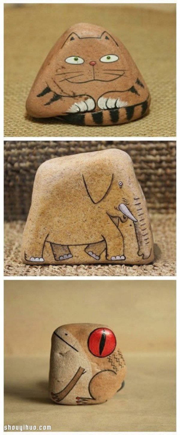 DIY stone-painted handmade art full of fun and cartoon flavor