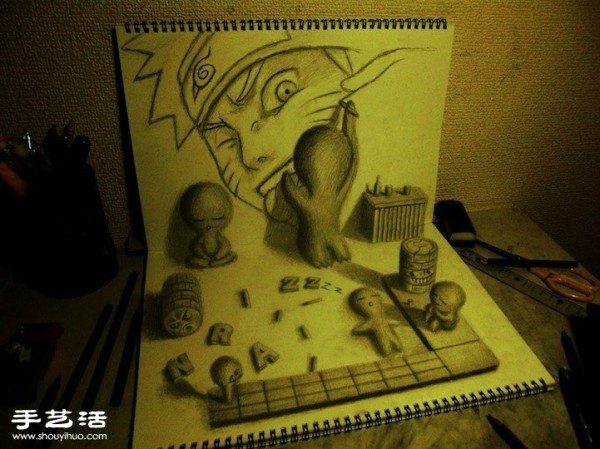 The ultra-realistic 3D sketches appear on the paper and are breathtaking!