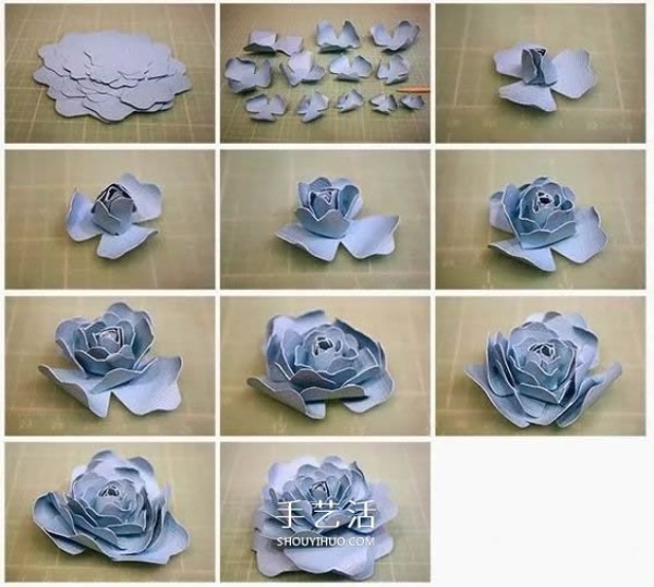 How to make handmade paper flowers, lots of beautiful paper flower making illustrations