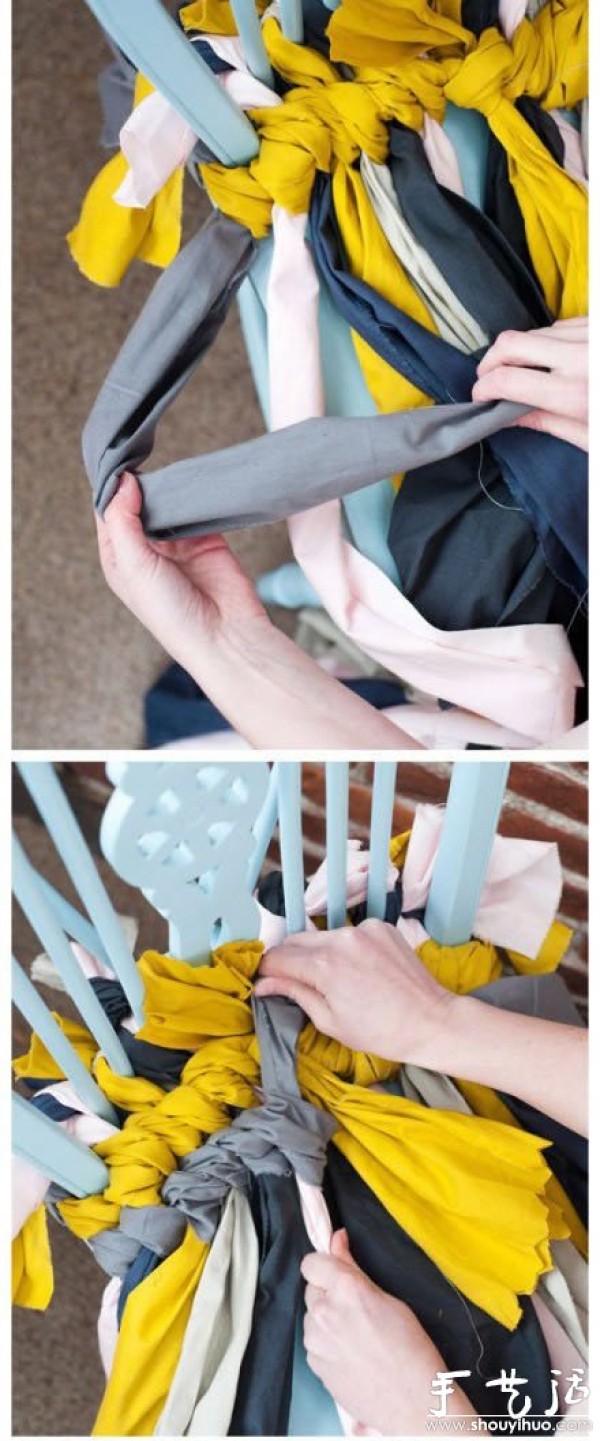 Tutorial on DIY chair cushions from old clothes