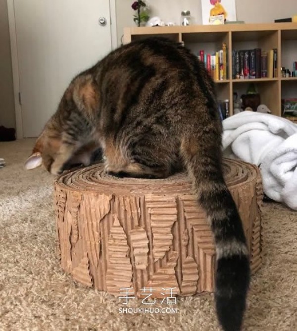 Homemade cat claw sharpener, reusing cardboard boxes doesn