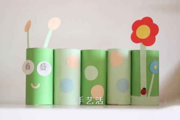 How to make a handmade caterpillar pen holder from a toilet paper tube