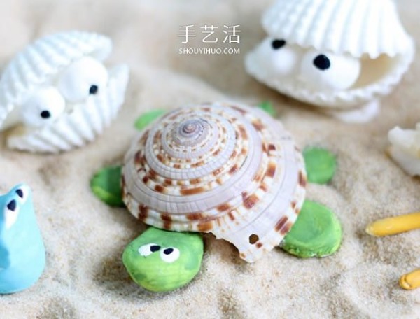 Clay and shells handmade cute sea creatures