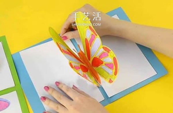 How to make a butterfly greeting card, how to make a three-dimensional butterfly greeting card with illustrations